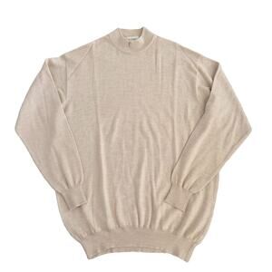 Gran Sasso Wool Sweater Men’s Large Cream Mock Neck Pullover Made In Italy